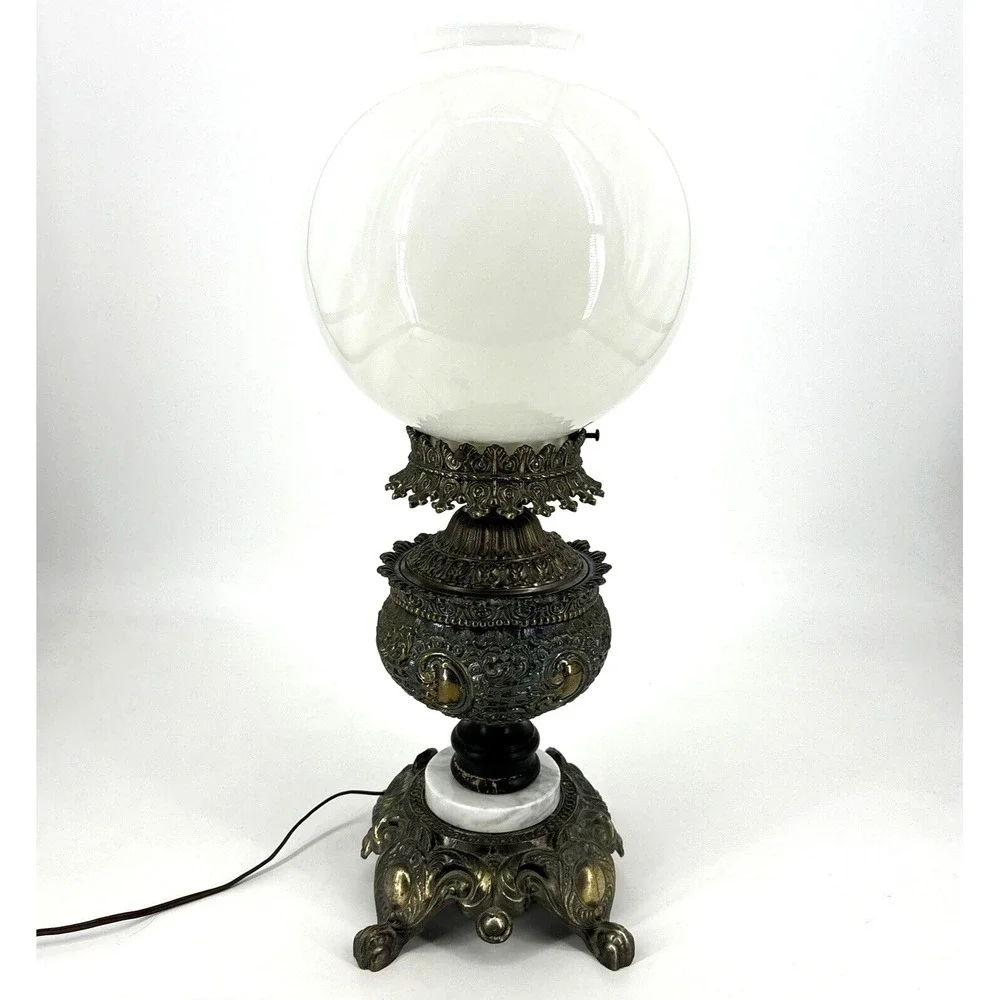 1971 EF Industries Table Lamp #145 Victorian Banquet Globe Hollywood Regency‎